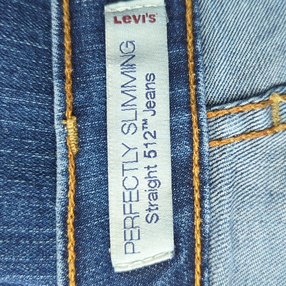 Levi's Perfectly Slimming 512 Studded Straight Jeans 8M Blue - Picture 3 of 16